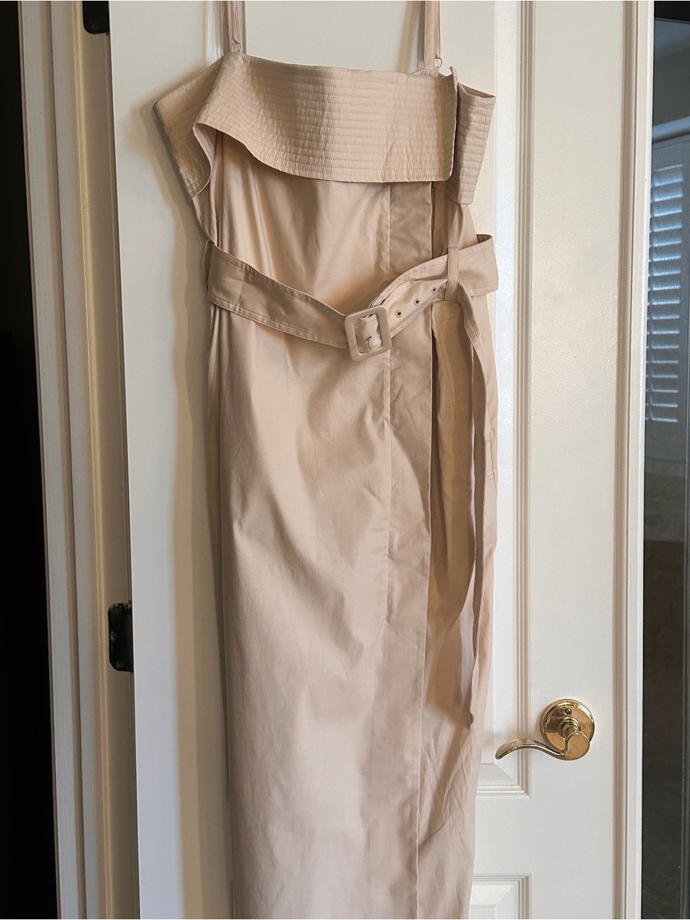 Reiss Strapless Belted Cream Midi Dress